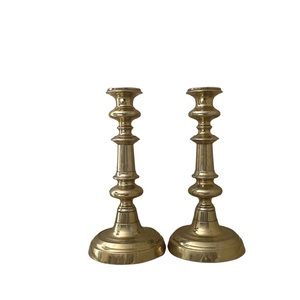 Vintage pair candlesticks candle holders large solid brass